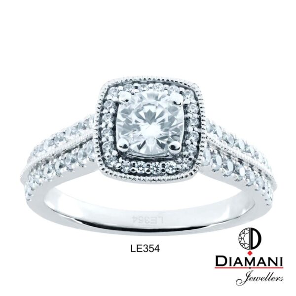 Cushion Halo Accented Round Diamond Ring  DIAMANI Jewellers - Image 2