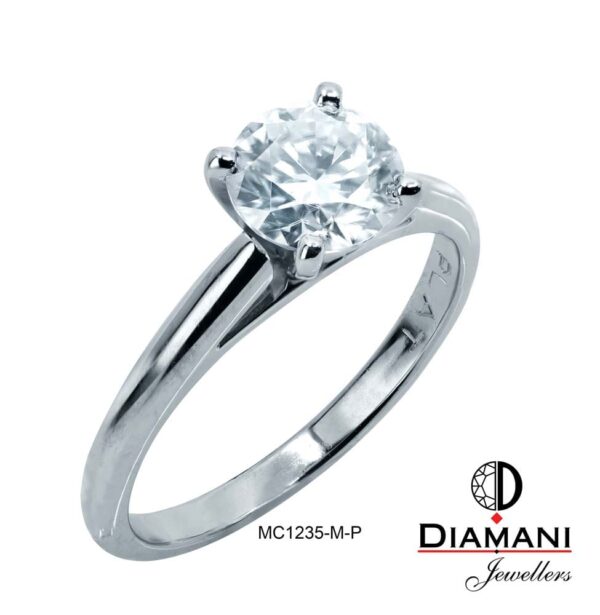 0.90ct Round Solitaire Moissanite - LAB Grown Engagement Ring in Platinum | DIAMANI Jewellers