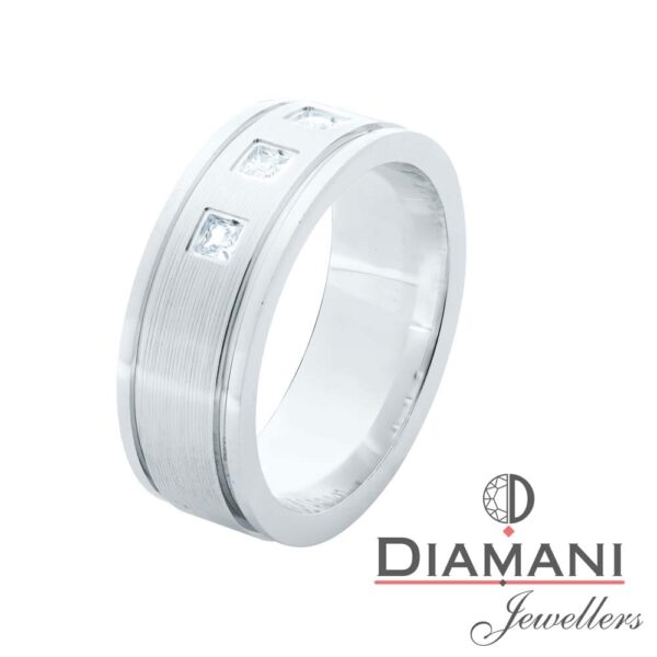 Men's 3 Square Diamond Wedding Band in Gold | DIAMANI Jewellers