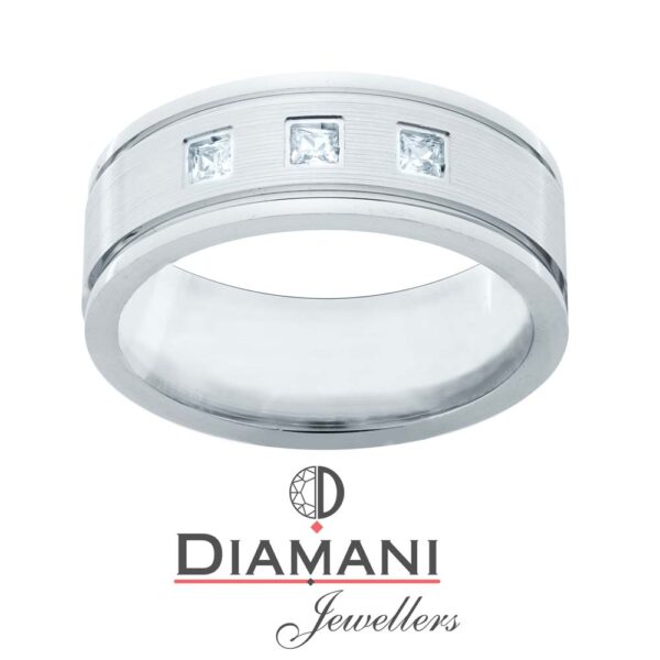 Men's 3 Square Diamond Wedding Band in Gold | DIAMANI Jewellers - Image 2