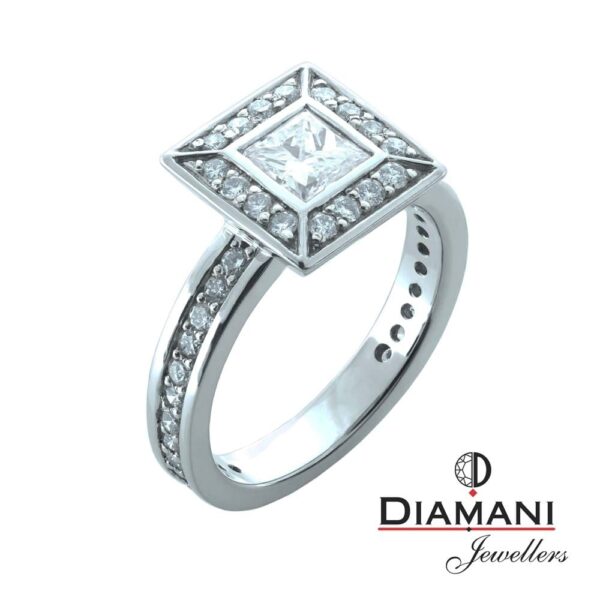 1.16ctw. Square Halo Accented Diamond Ring in Gold | DIAMANI Jewellers