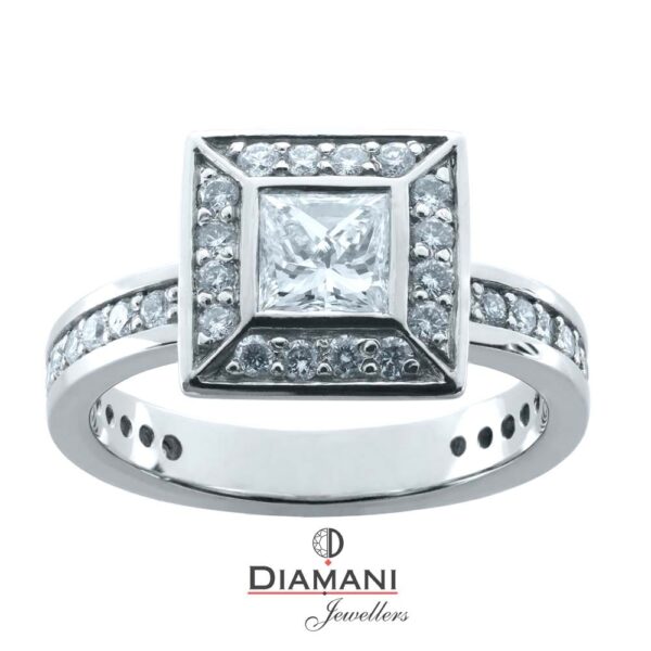 1.16ctw. Square Halo Accented Diamond Ring in Gold | DIAMANI Jewellers - Image 2