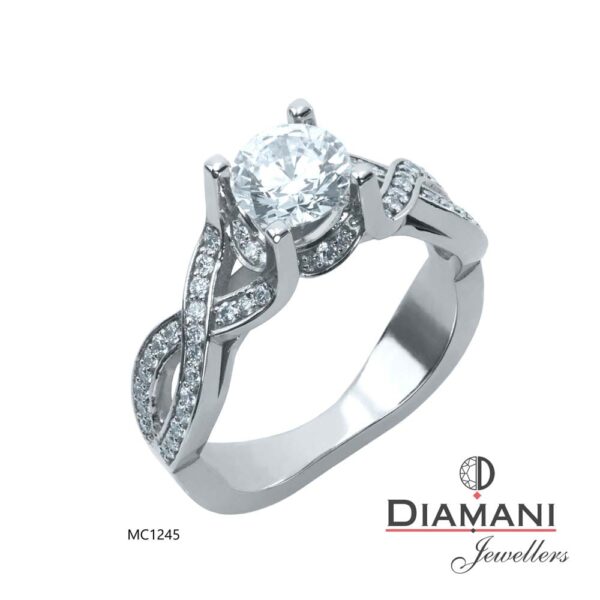 1.21ctw. Round cut Solitaire, Accented Diamond Ring in Gold | DIAMANI Jewellers