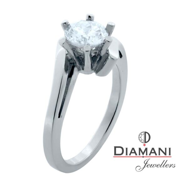 14KW Gold; Round Solitaire Bypass Style Diamond Ring | DIAMANI Jewellers