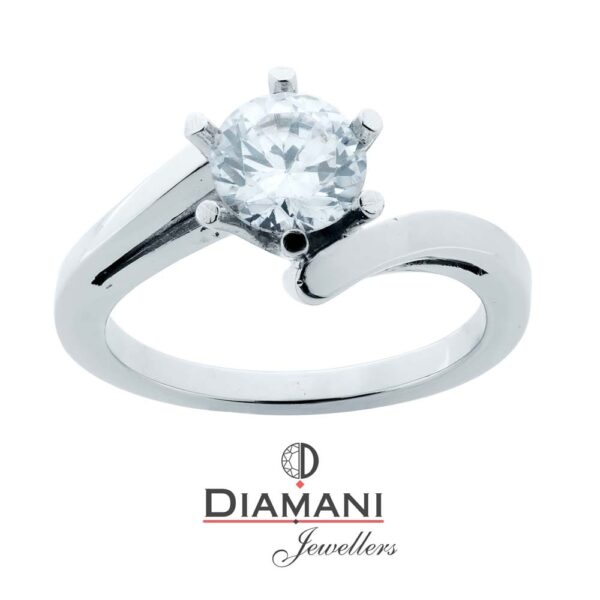 14KW Gold; Round Solitaire Bypass Style Diamond Ring | DIAMANI Jewellers - Image 2