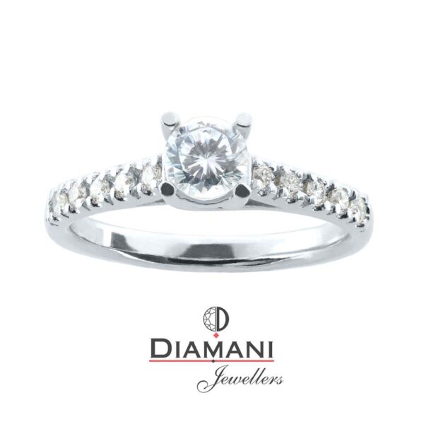 0.70ctw. Round cut Solitaire, Accented Diamond Ring in Platinum | DIAMANI Jewellers - Image 2