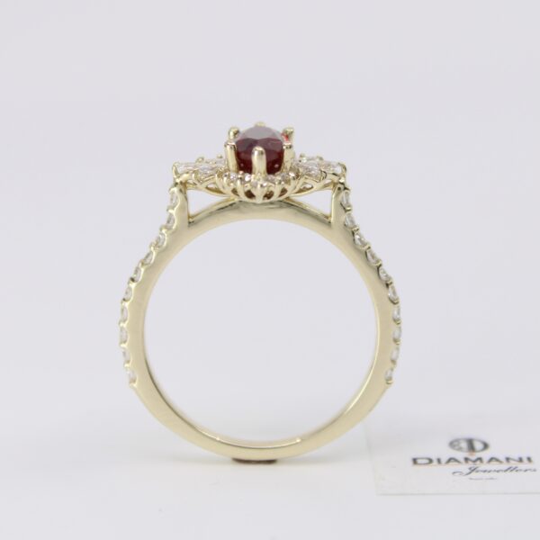 14KY Gold LABGrown Ruby and Diamond Halo-Style Engagement Ring | DIAMANI Jewellers - Image 3