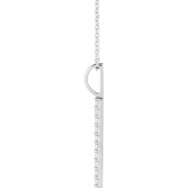 2_ 14K White 1/6 CTW Natural Diamond Vertical Bar 16-18" Necklace