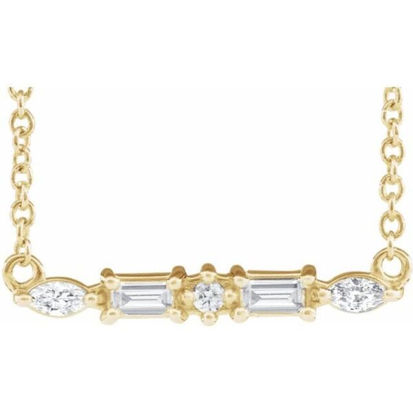 1_ 14K Yellow 1/6 CTW Natural Diamond Bar 18" Necklace