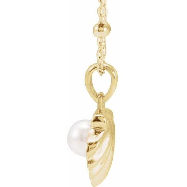 2_ 14K Yellow Cultured White Freshwater Pearl Shell 18" Necklace