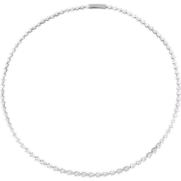 1_ 14K White 10 CTW Lab-Grown Diamond Line 16" Necklace