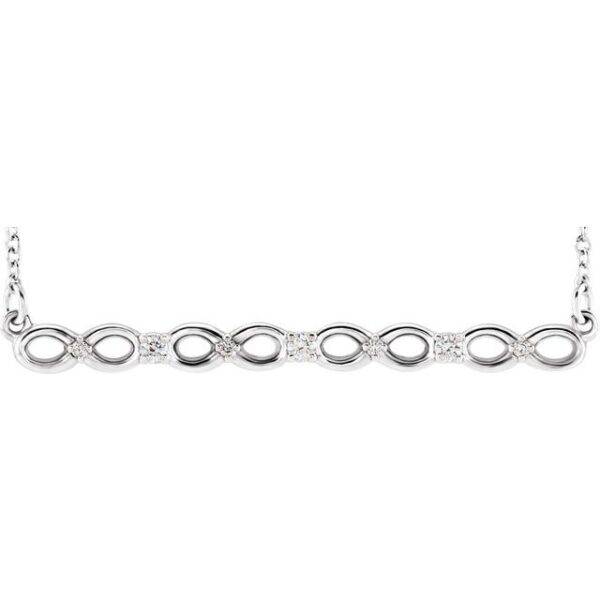 1_ 14K White .08 CTW Natural Diamond Infinity-Inspired Bar 16-18" Necklace