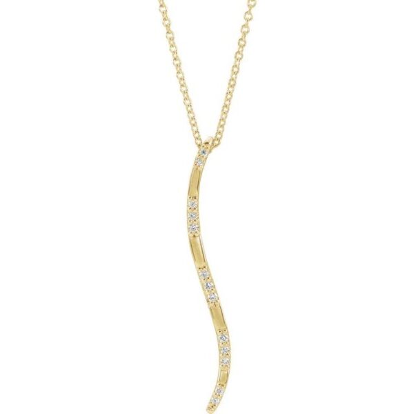 1_ 14K Yellow .06 CTW Natural Diamond Bar 16-18" Necklace