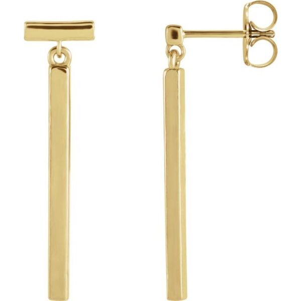 1_ 14K Yellow Articulated Bar Earrings