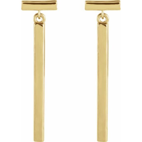 2_ 14K Yellow Articulated Bar Earrings