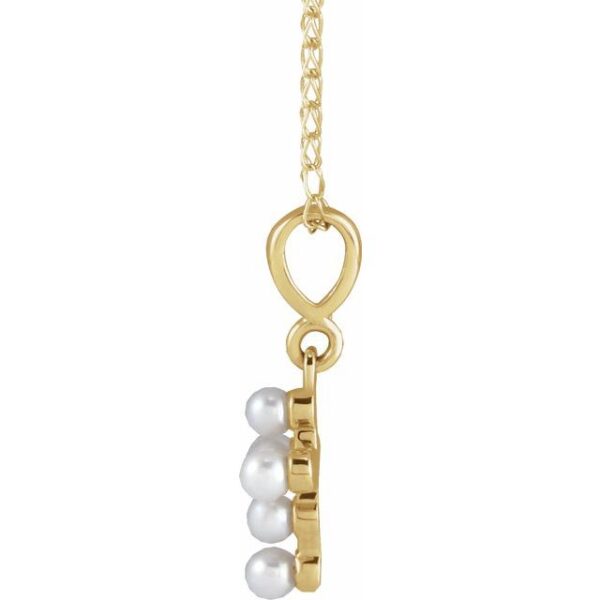 2_ 14K Yellow Cultured White Seed Pearl Youth Cross 16" Necklace