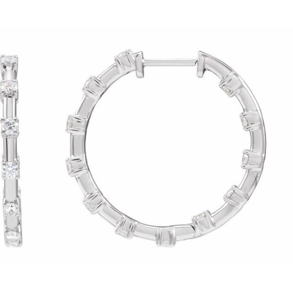 1_ 14K White 1 CTW Lab-Grown Diamond Inside-Outside 25.1 mm Hoop Earrings