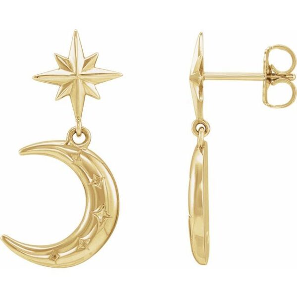 1_ 14K Yellow Crescent Moon Earrings