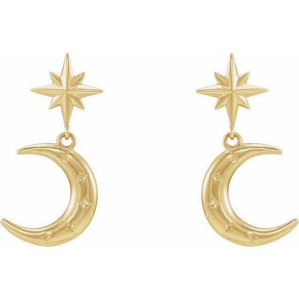 2_ 14K Yellow Crescent Moon Earrings