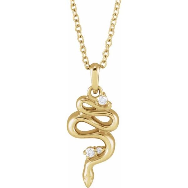 1_ 14K Yellow .03 CTW Natural Diamond Serpent 16-18" Necklace