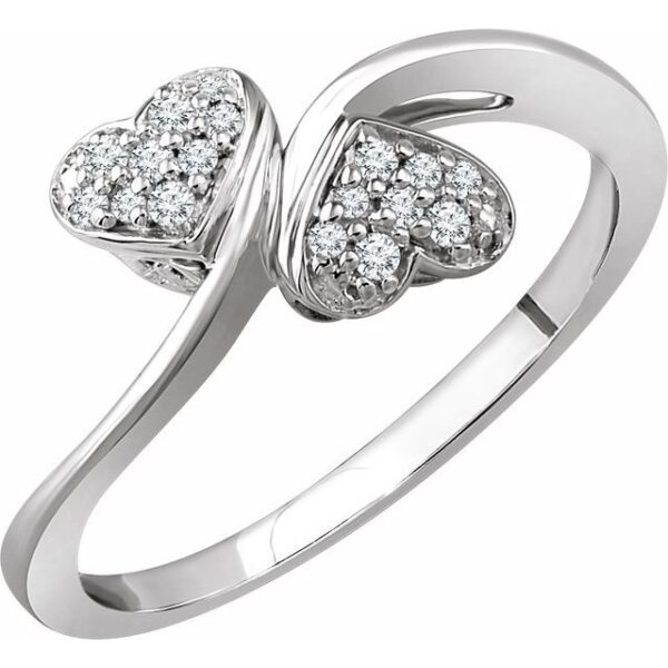 1_ 10K White 1/10 CTW Natural Diamond Heart Promise Ring