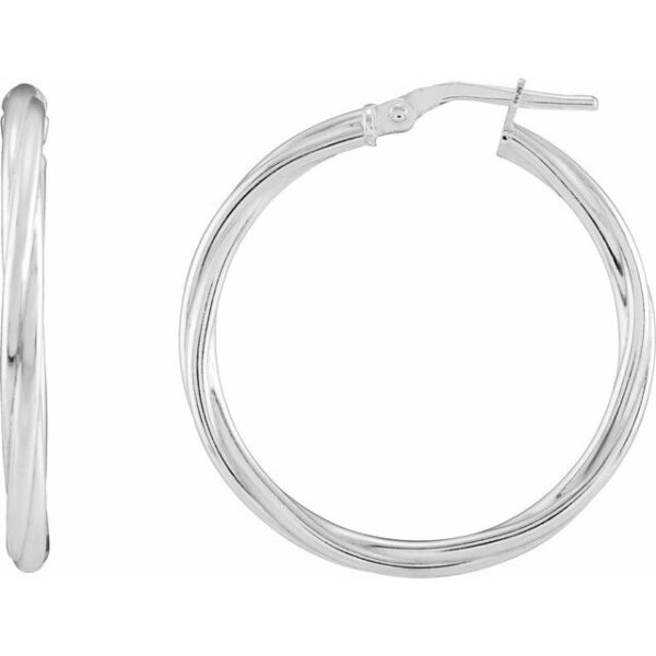 1_ Sterling Silver Twisted Tube 30 mm Hoop Earrings