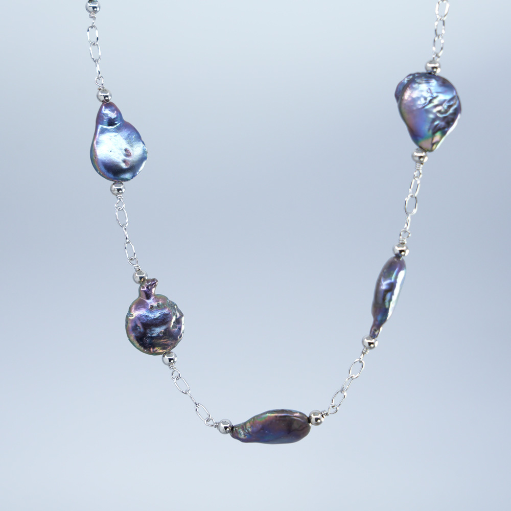 Sterling Silver Black Pearl Coin Necklace | DIAMANI Jewellers