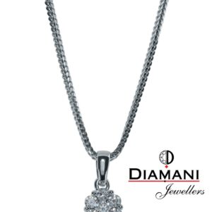 0.25ctw Halo Style Diamond Necklace in Gold | DIAMANI Jewellers
