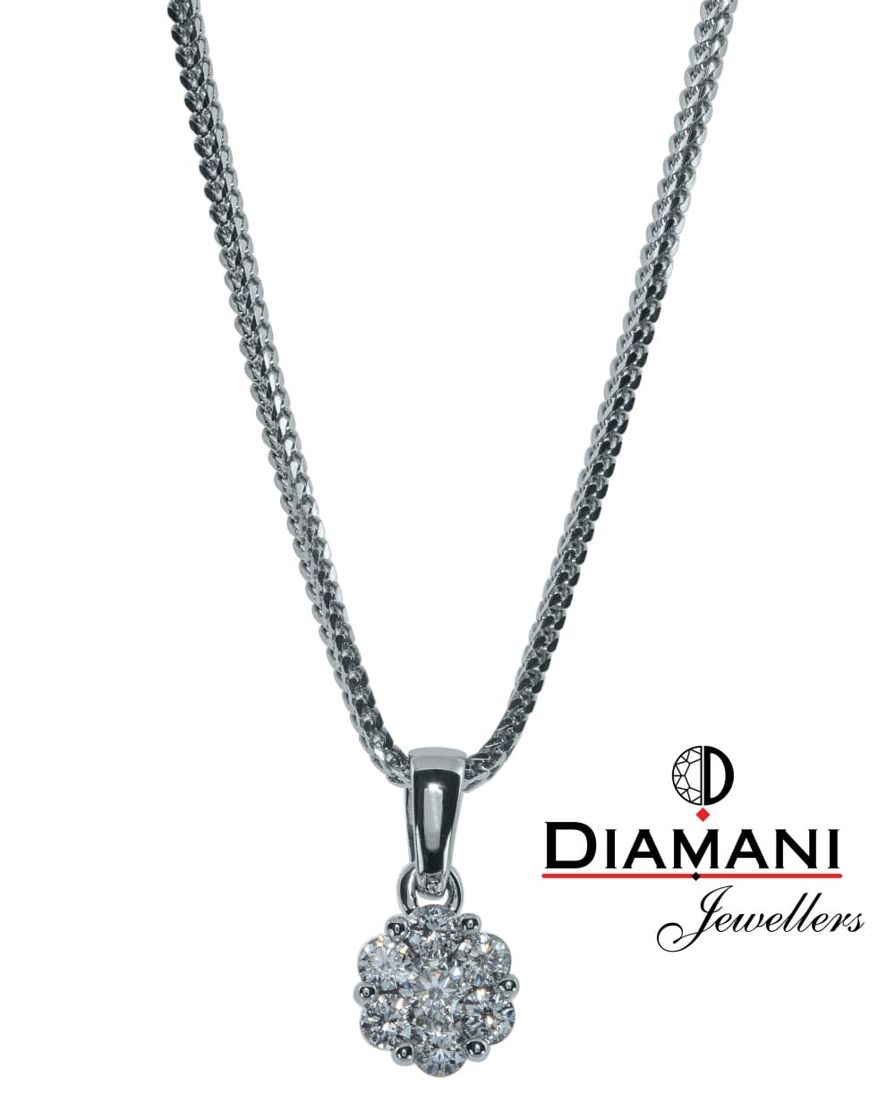 0.25ctw Halo Style Diamond Necklace in Gold | DIAMANI Jewellers