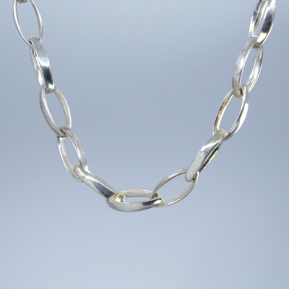 Sterling Silver Elongated Oval Link Chain (17") | DIAMANI Jewellers