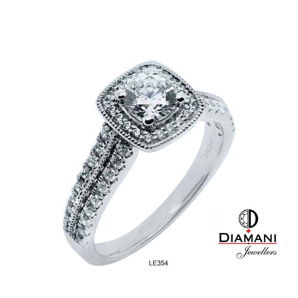 Cushion Halo Accented Round Diamond Ring DIAMANI Jewellers