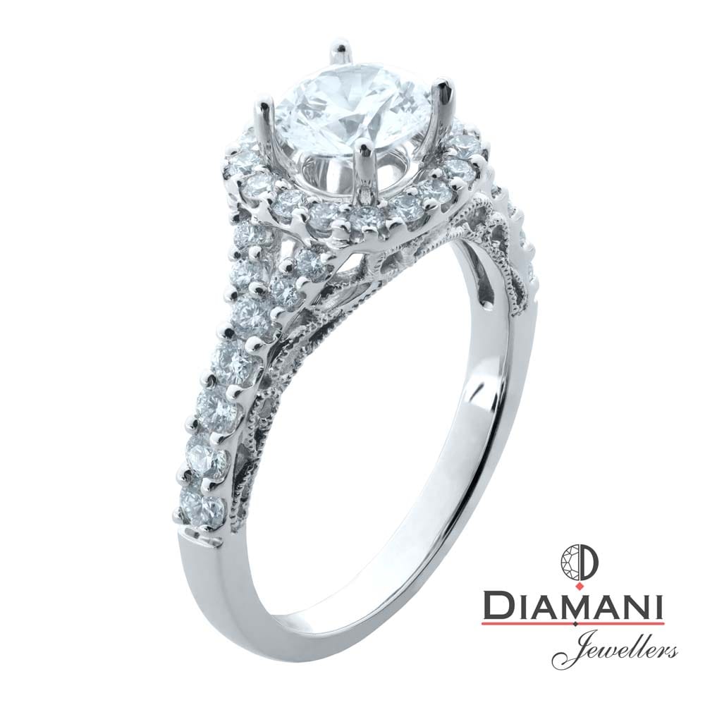 1.59ctw. Cushion Shape Halo Style Diamond Ring | DIAMANI Jewellers