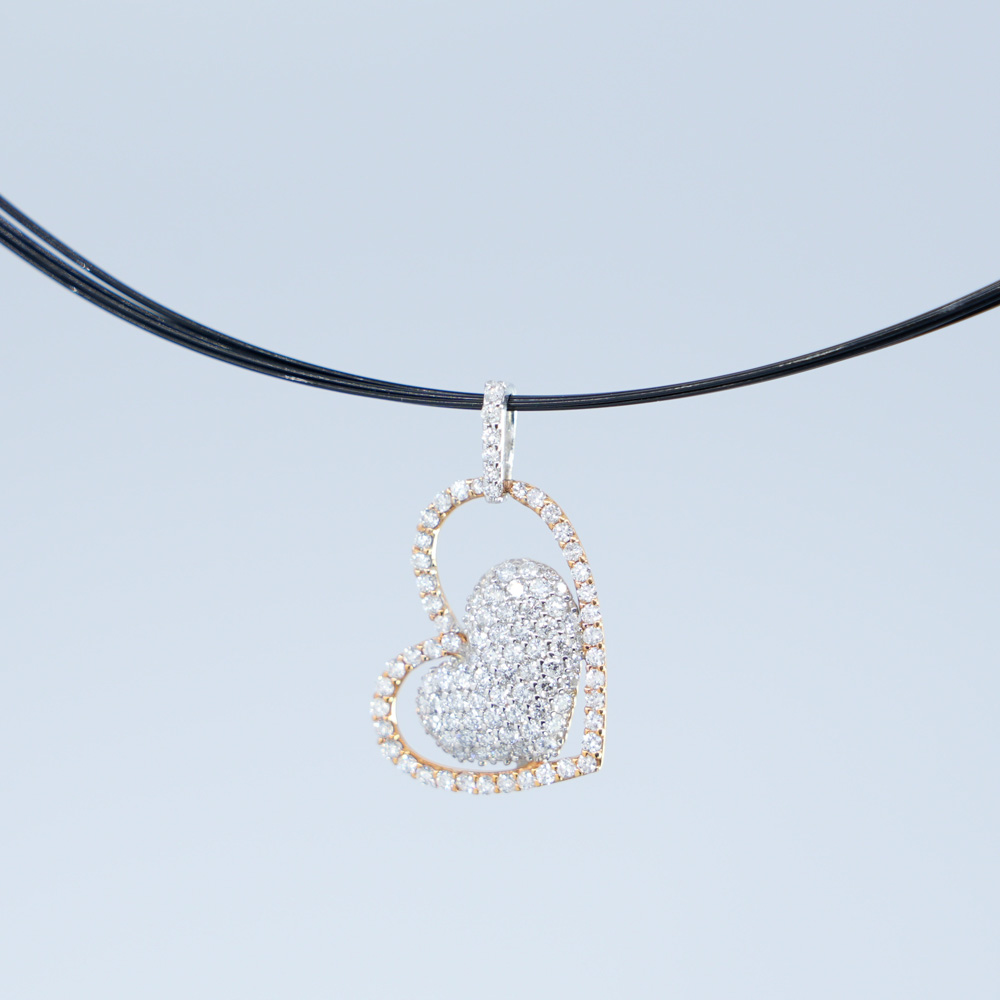 18K Pink/White Gold Heart Pendant with Diamonds (0.66ctw) | DIAMANI Jewellers