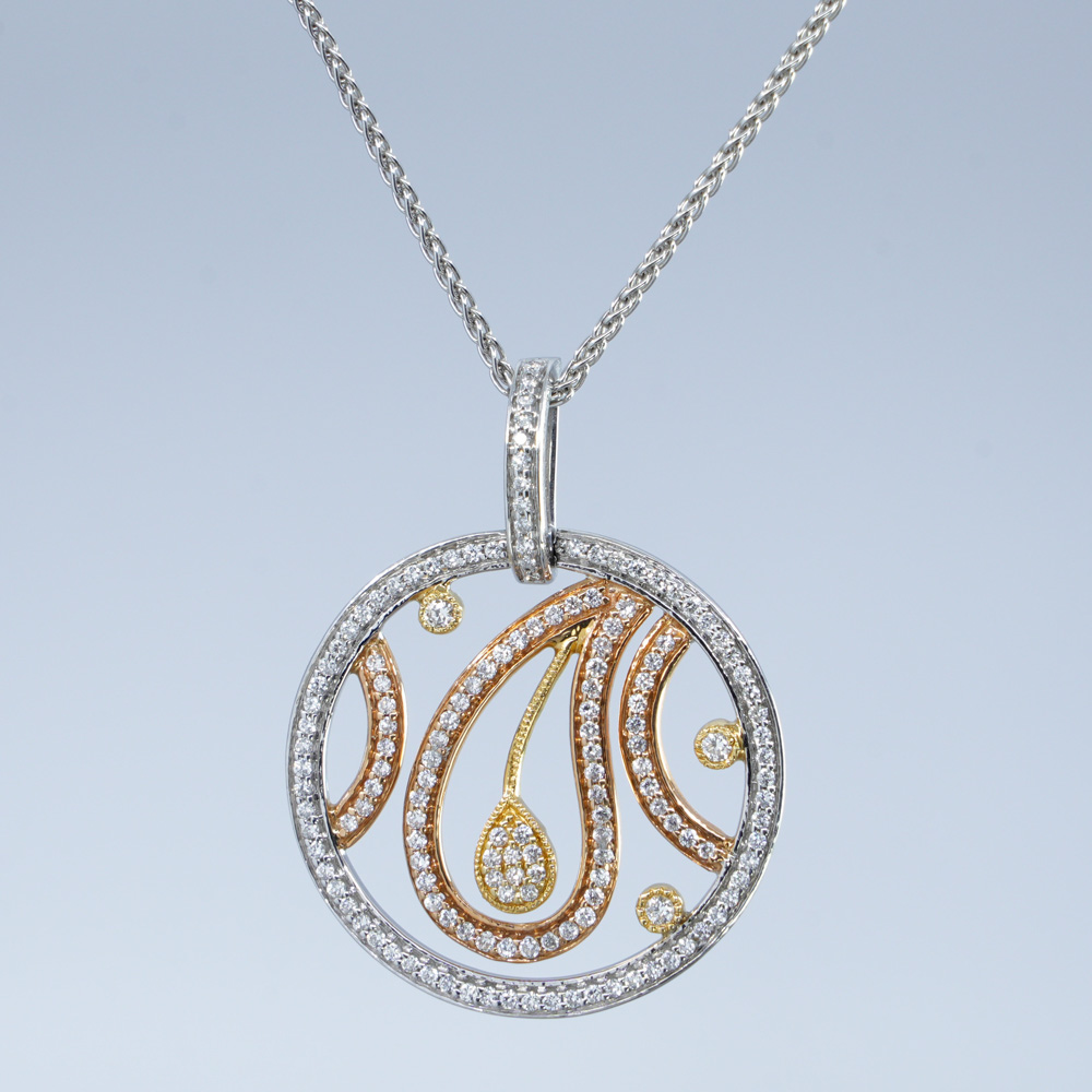 18K Yellow/White Gold, Open Frame Diamond Pendant (0.66ctw) | DIAMANI Jewellers