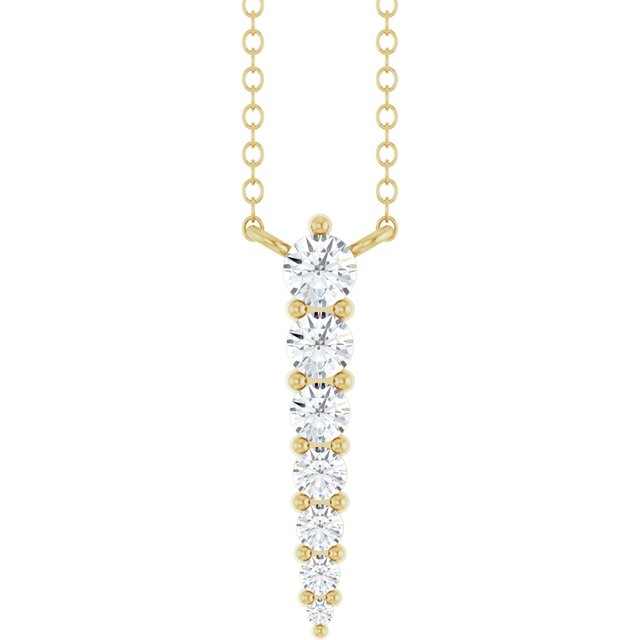 1_ 14K Yellow 1/6 CTW Lab-Grown Diamond Graduated 18" Necklace