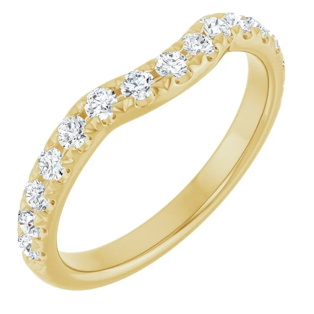 1_ 14K Yellow 3/8 CTW Natural Diamond Contour Band