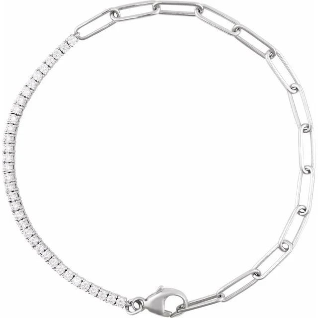 1_ 14K White 1 CTW Natural Diamond Line 7" Bracelet
