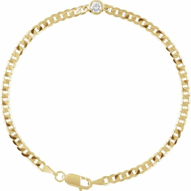 1_ 14K Yellow 1/5 CT Natural Diamond Link 7" Bracelet