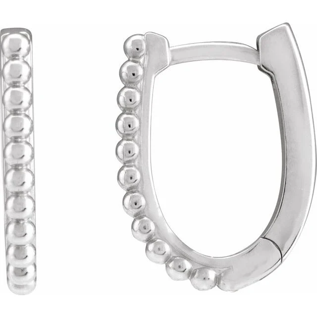 1_ Sterling Silver Beaded 15 mm Hoop Earrings