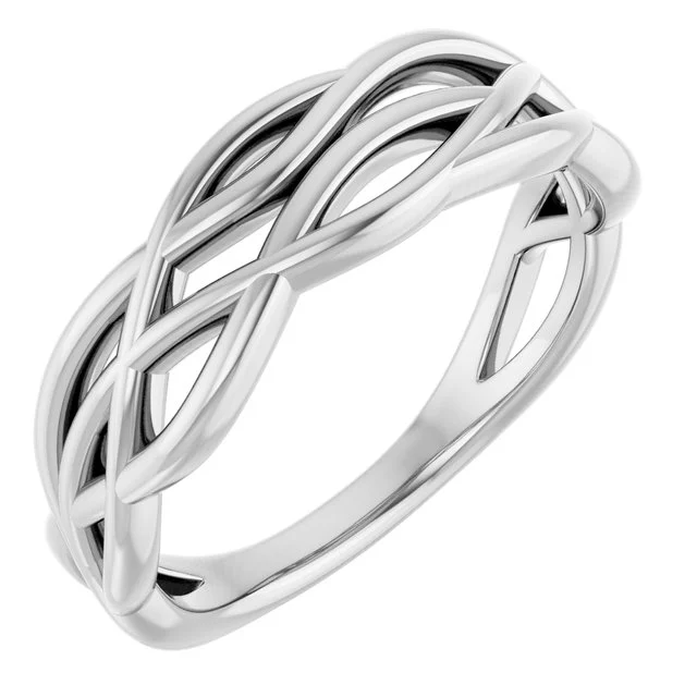 1_ 14K White Criss-Cross Ring
