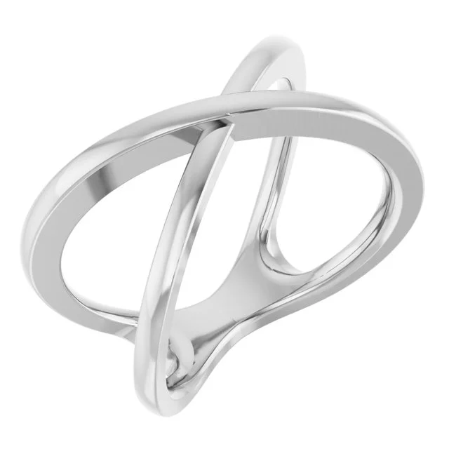 1_ 14K White Criss-Cross Ring